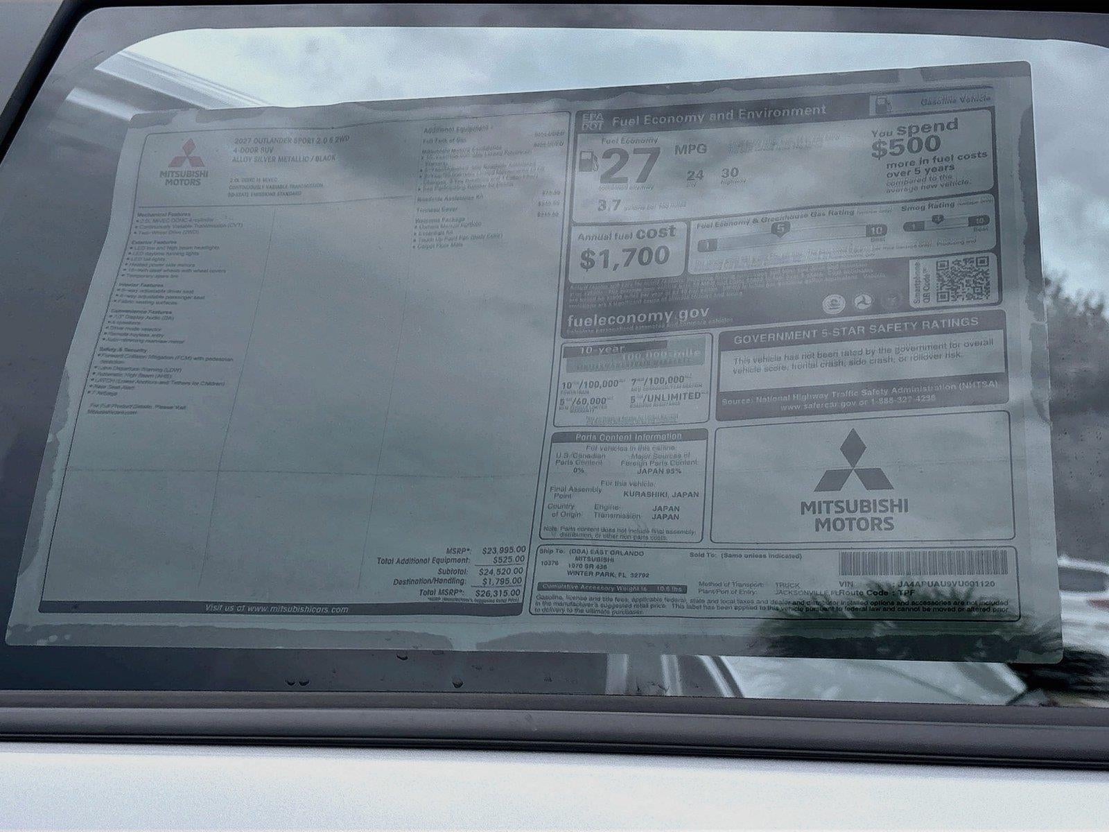 2027 Mitsubishi Outlander Sport S