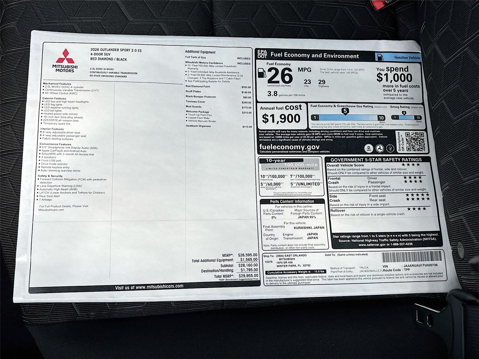 2026 Mitsubishi Outlander Sport ES