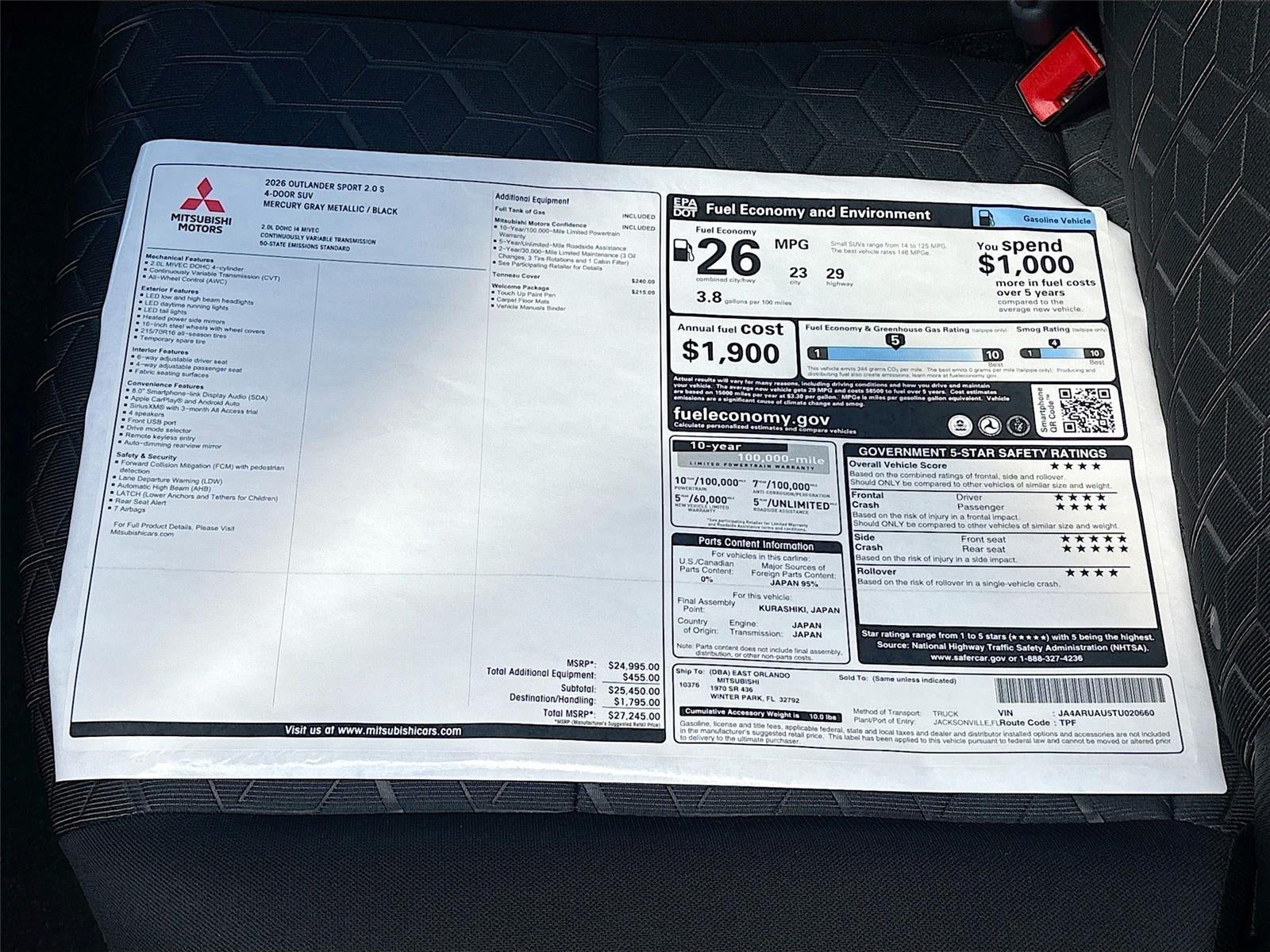 2026 Mitsubishi Outlander Sport S