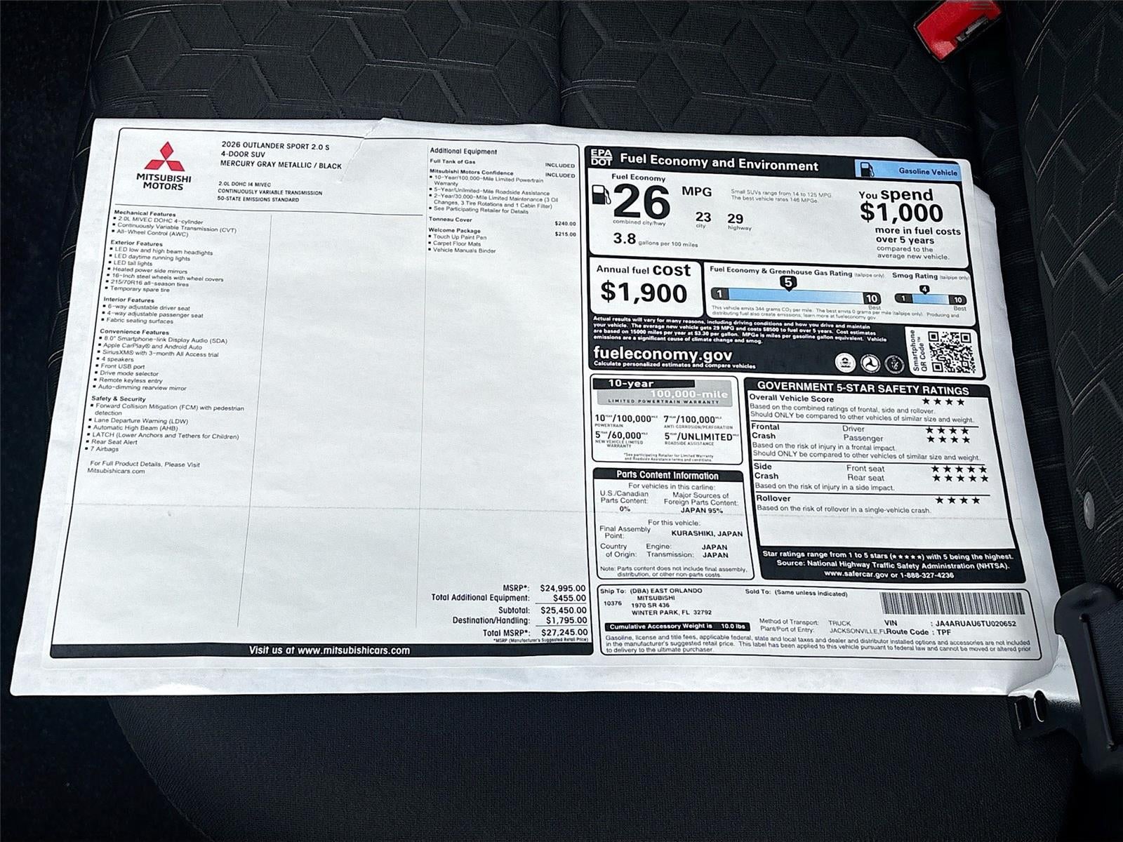2026 Mitsubishi Outlander Sport s
