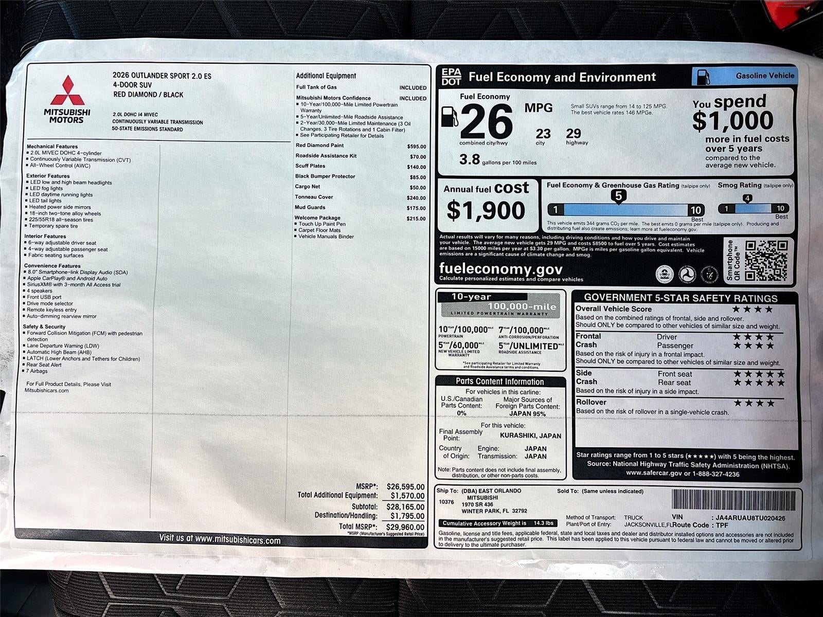 2026 Mitsubishi Outlander Sport ES