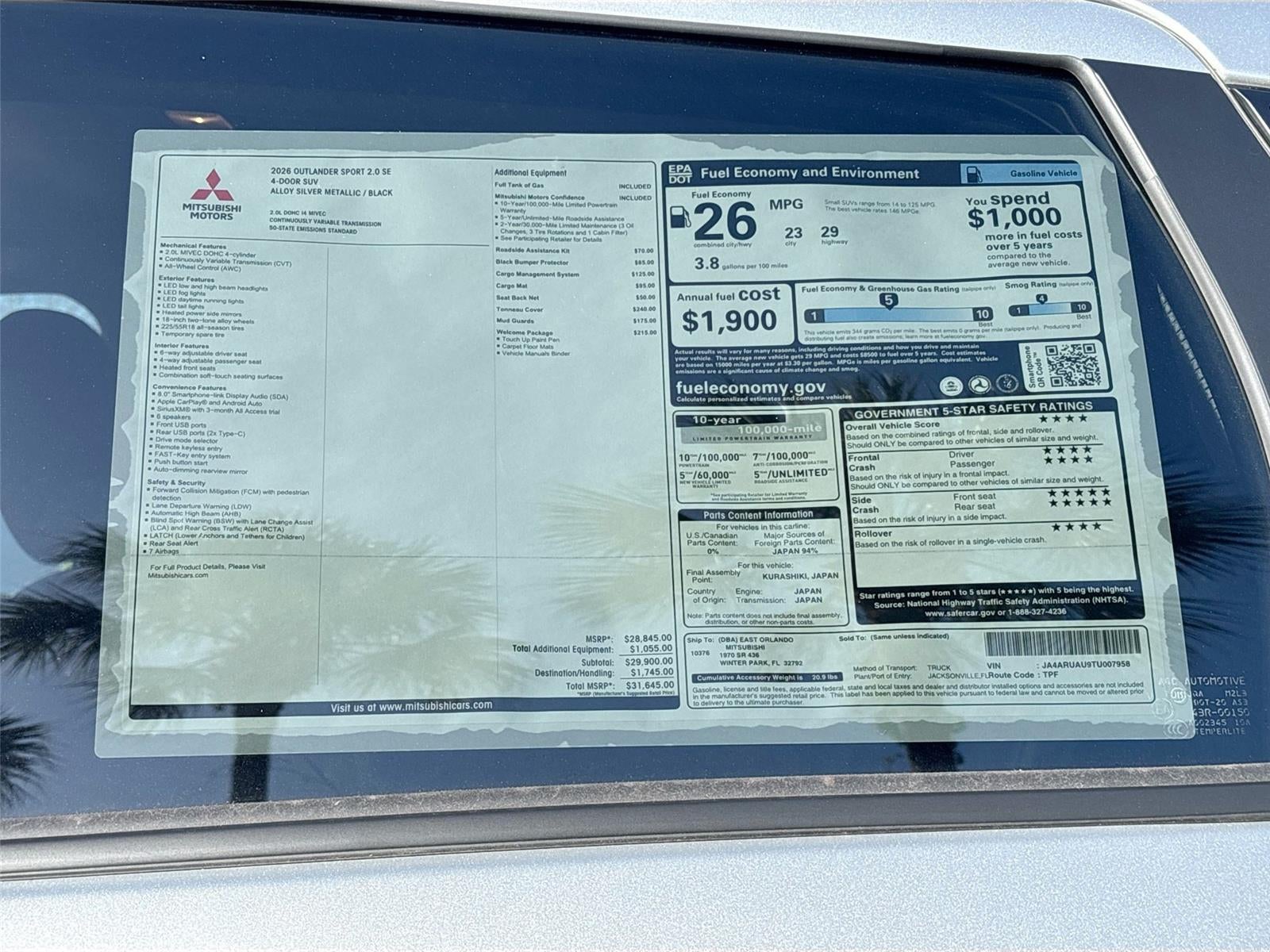2026 Mitsubishi Outlander Sport SE