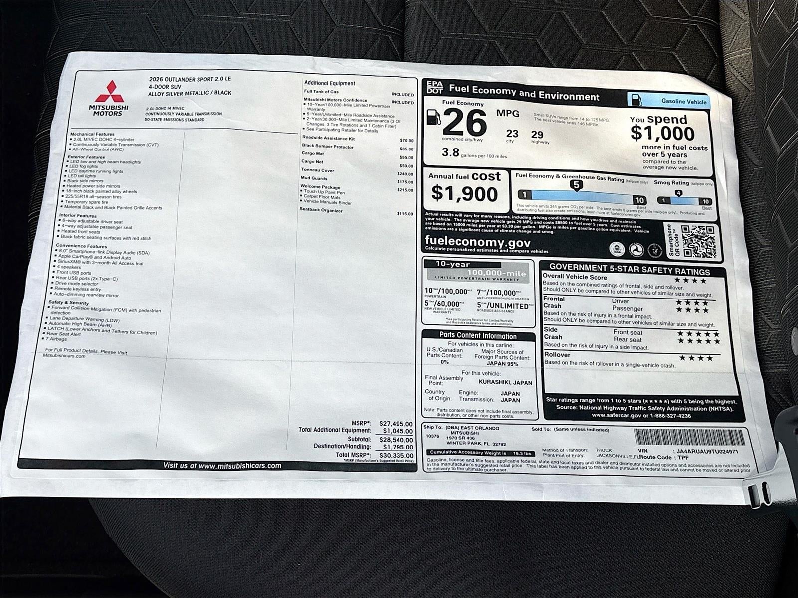 2026 Mitsubishi Outlander Sport LE