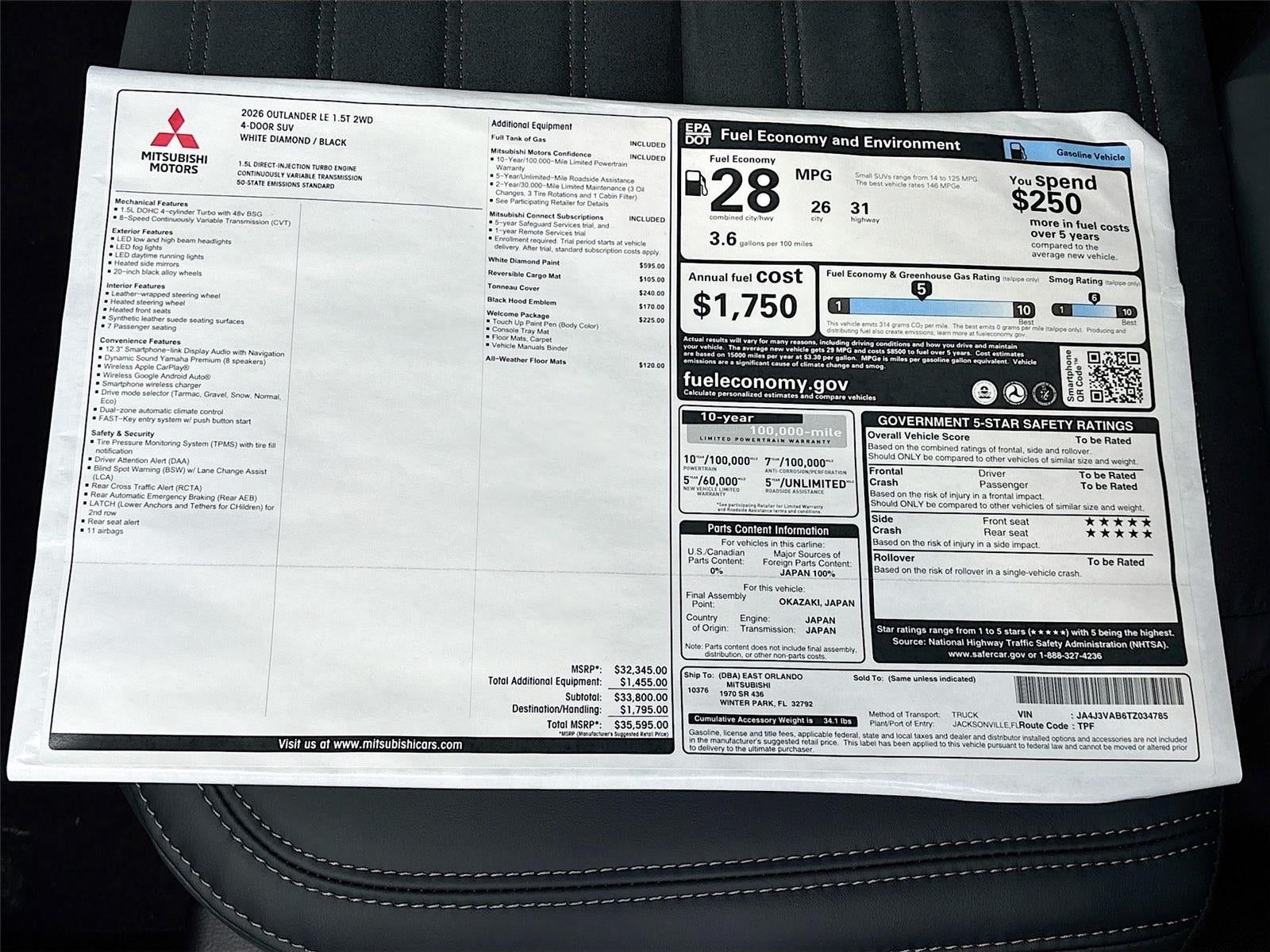 2026 Mitsubishi Outlander LE