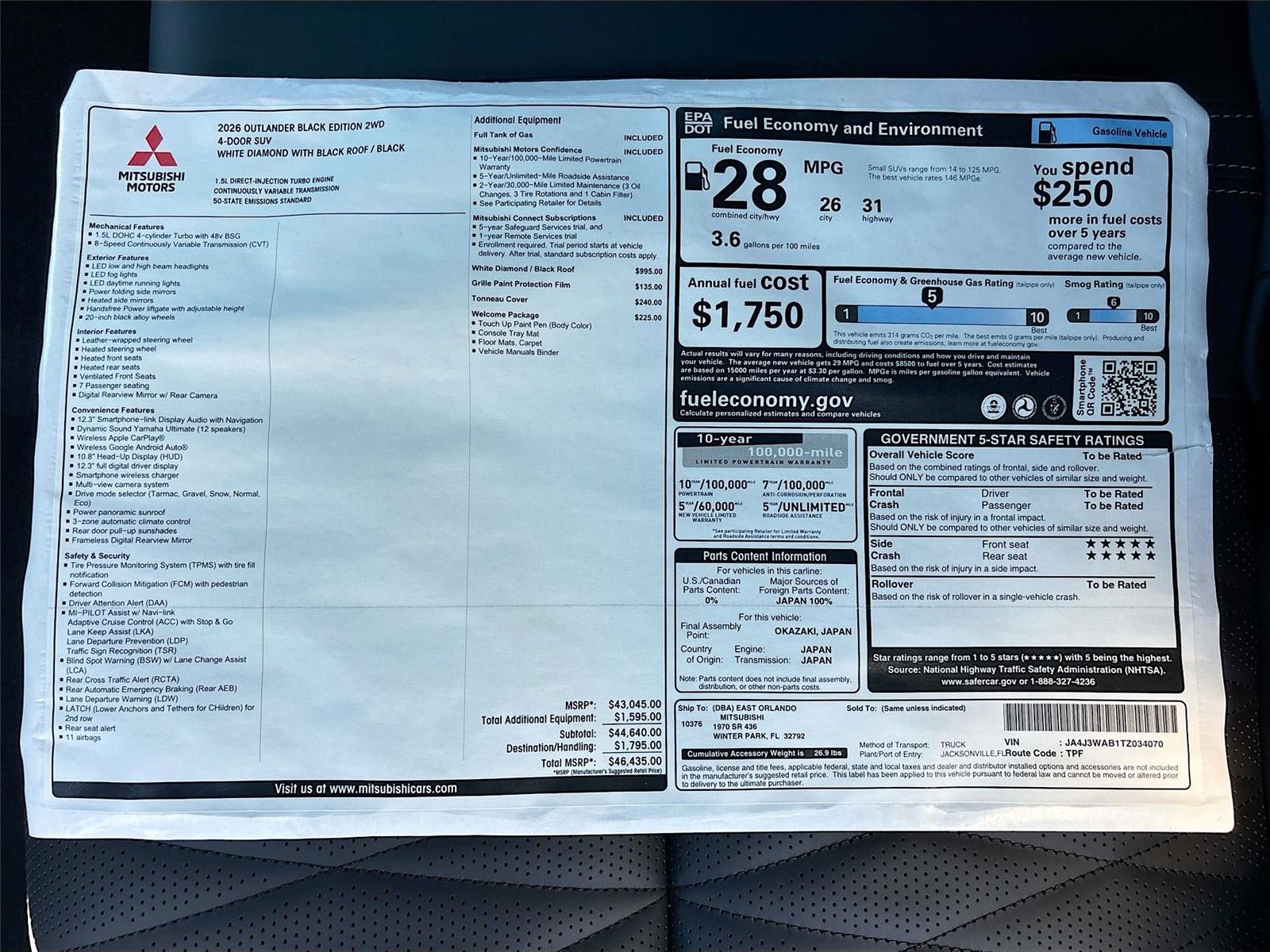 2026 Mitsubishi Outlander SEL