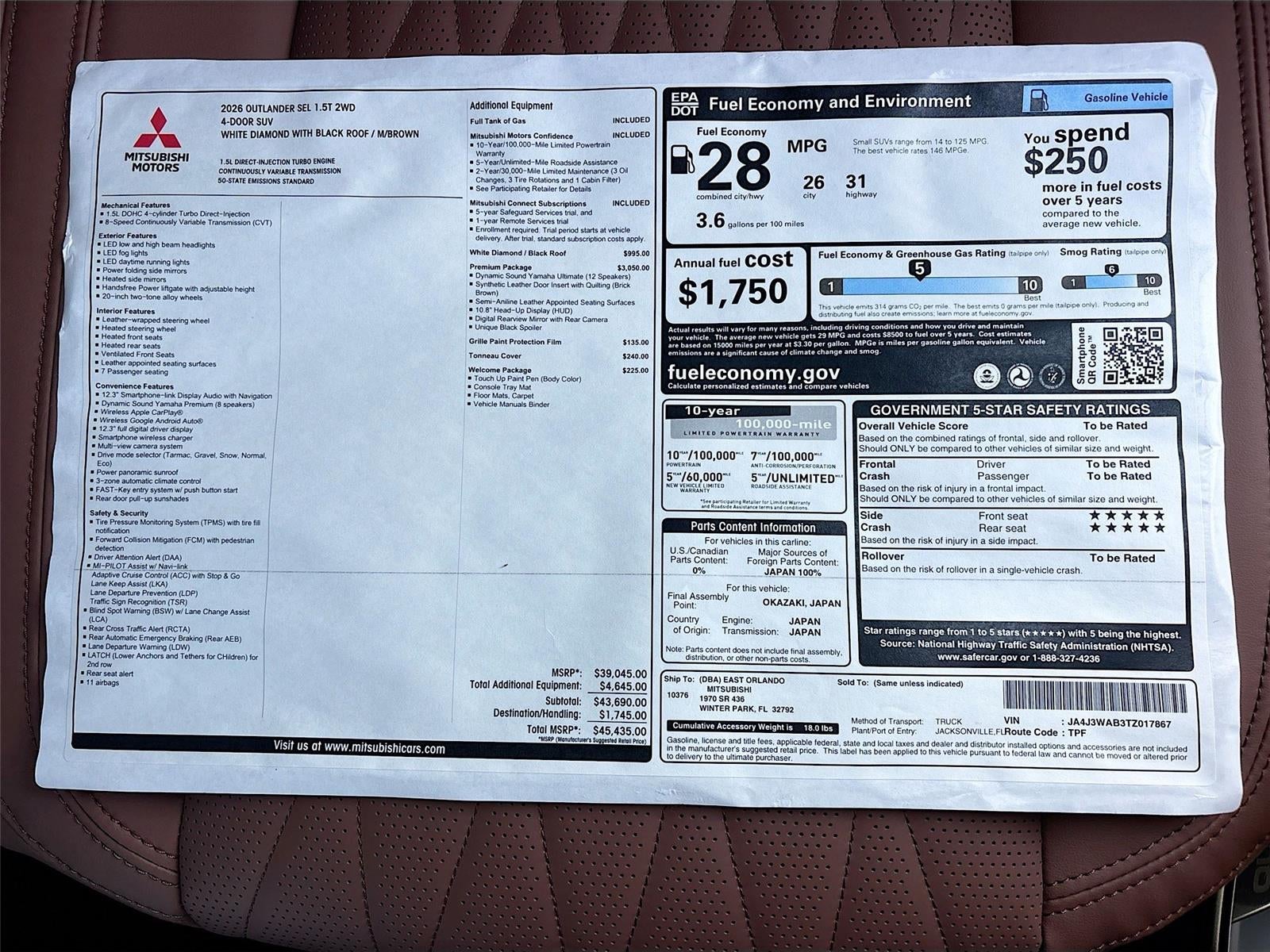 2026 Mitsubishi Outlander SEL