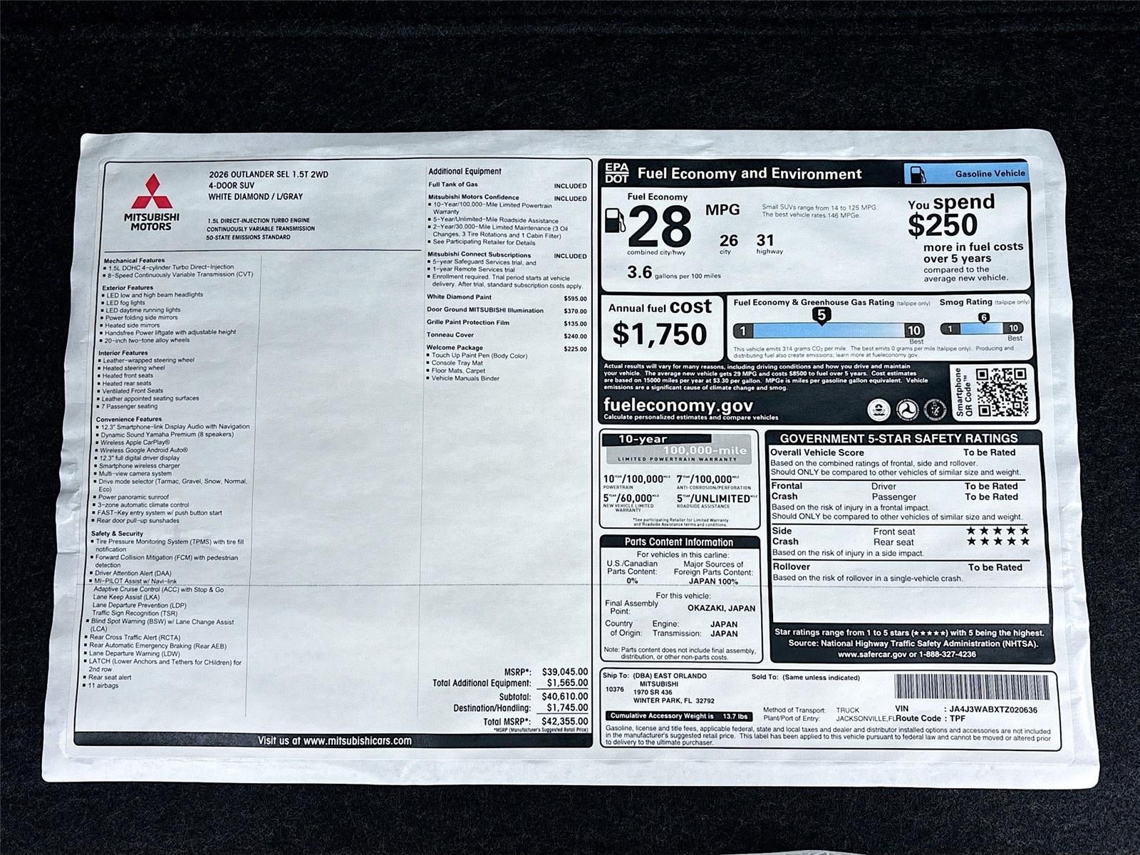 2026 Mitsubishi Outlander SEL