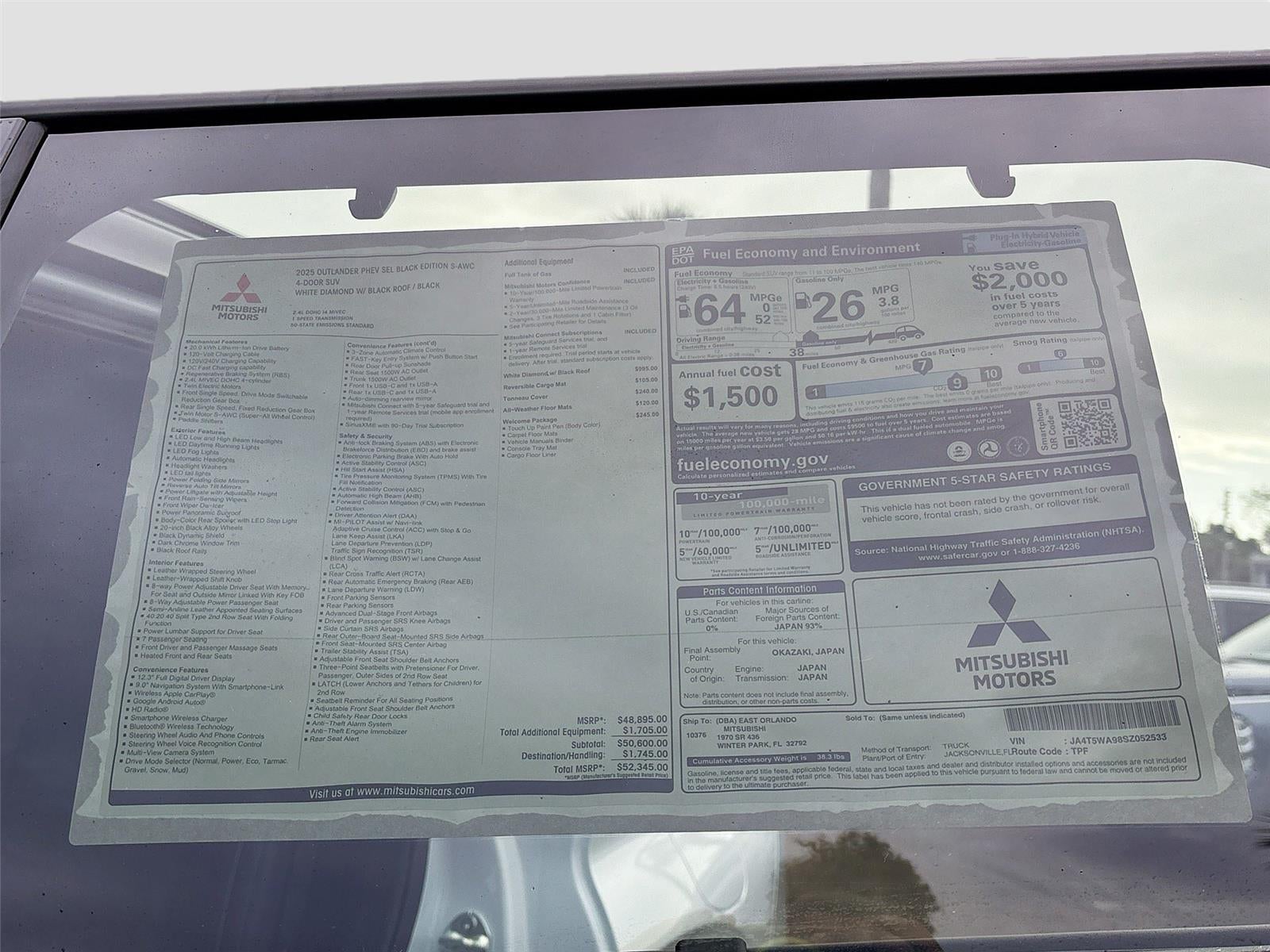 2025 Mitsubishi Outlander PHEV SEL Black Edition