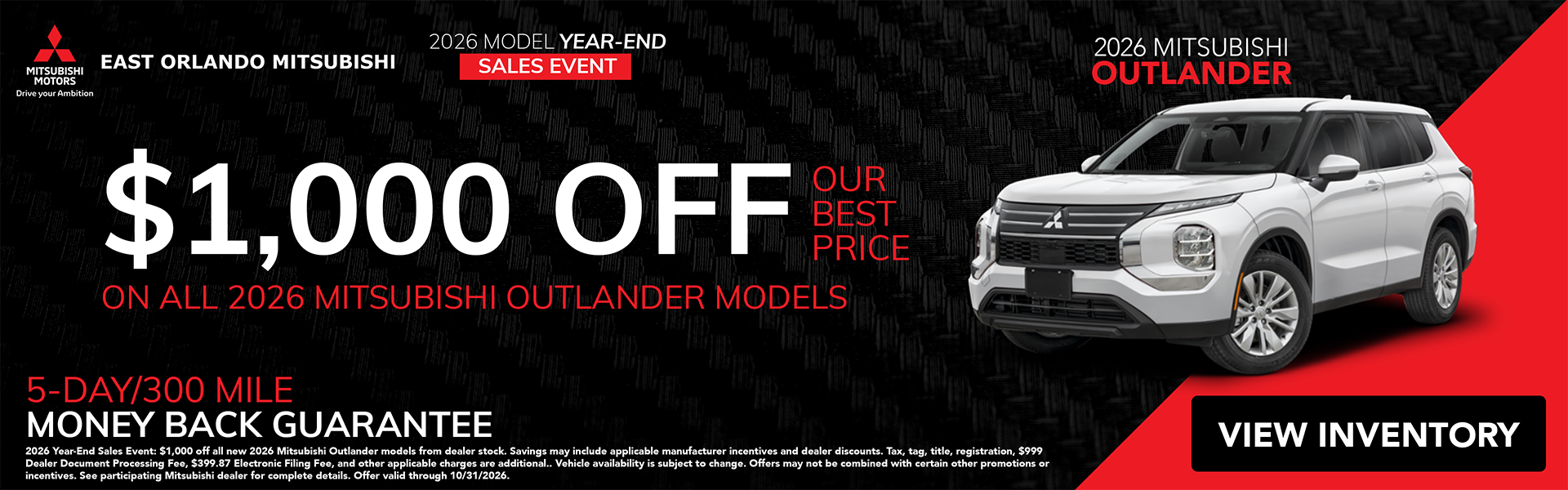 $1,000 Off 2026 Mitsubishi Outlander 