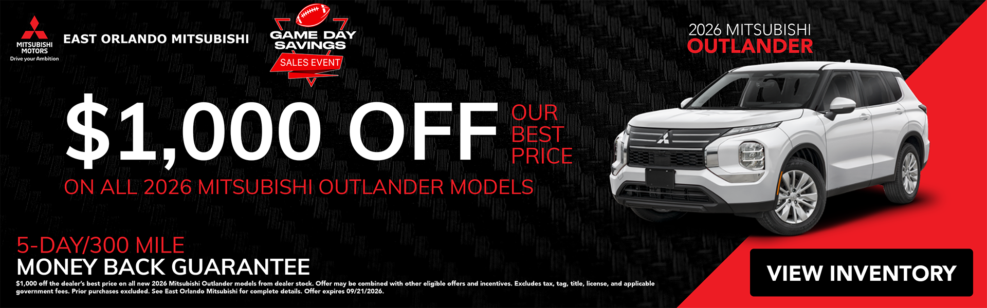 $1,000 Off 2026 Mitsubishi Outlander 